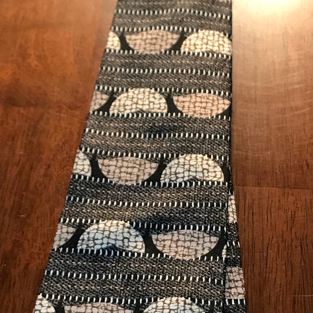 Brown Gray and Creme Silk Tie